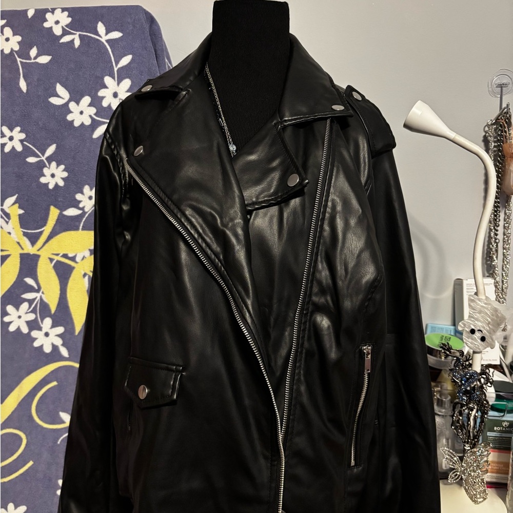 Black Leather Nine West Jacket - Picture 10 of 13